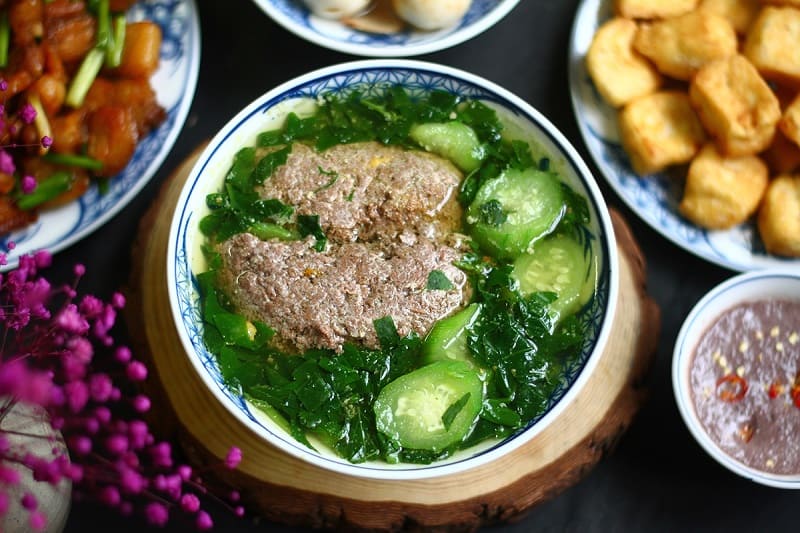 Canh rau đay cua đồng